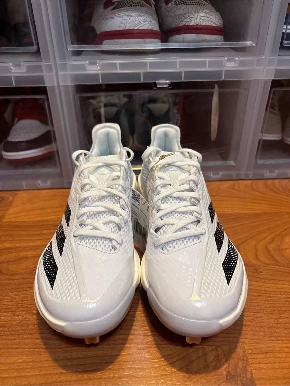 Adidas Adizero Electric 2.0 White Black JI1479 Metal Baseball Cleats Sz 7.5M NEW